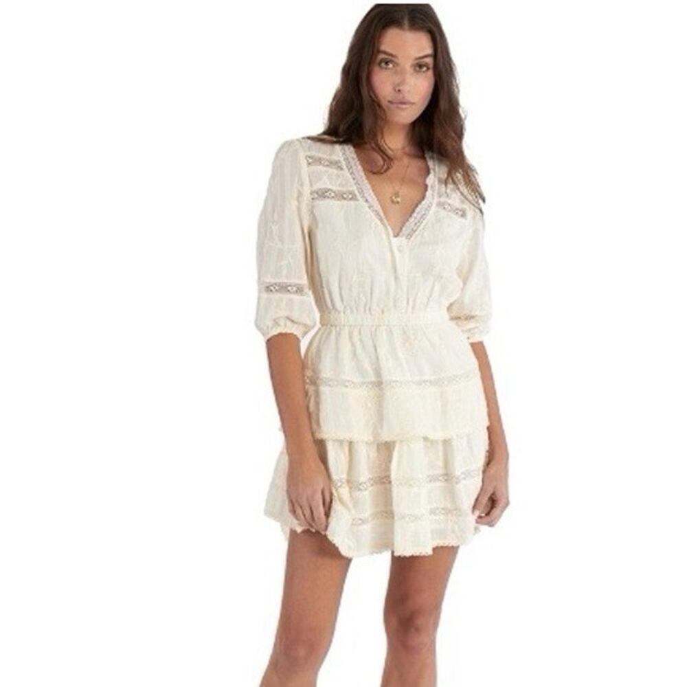 ALLISON new york Size M Tiered lave ruffle mini dress 100% Cotton made in India